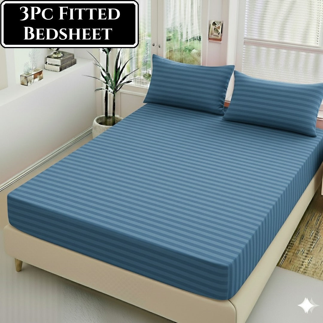 Microfiber King Size Fitted Bedsheet with 2 Pillow Covers
