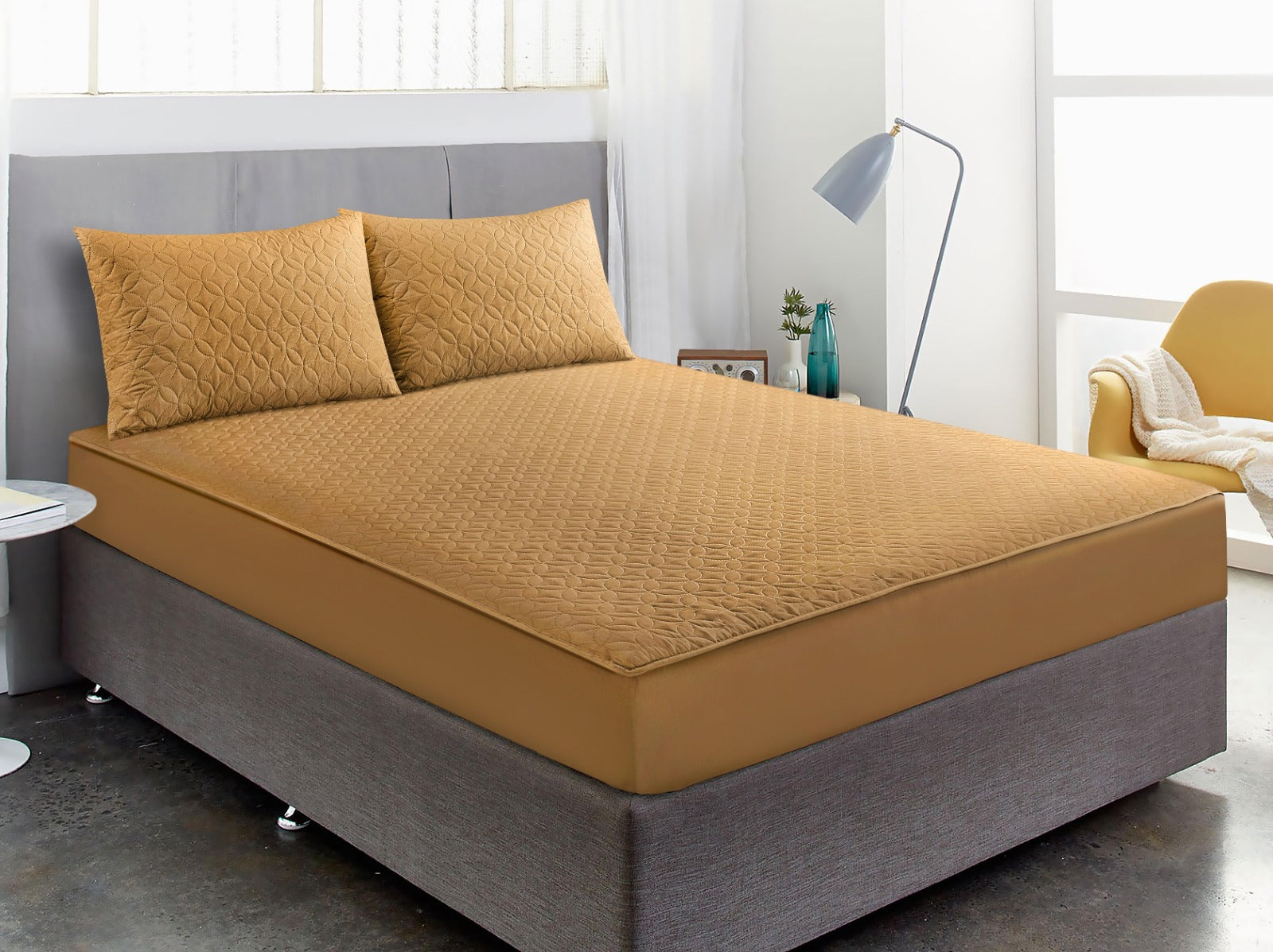 Premium Quality Luxury Waterproof Fitted Bedsheet with 2 Pillow Covers Fit For Double & King Size Mattress