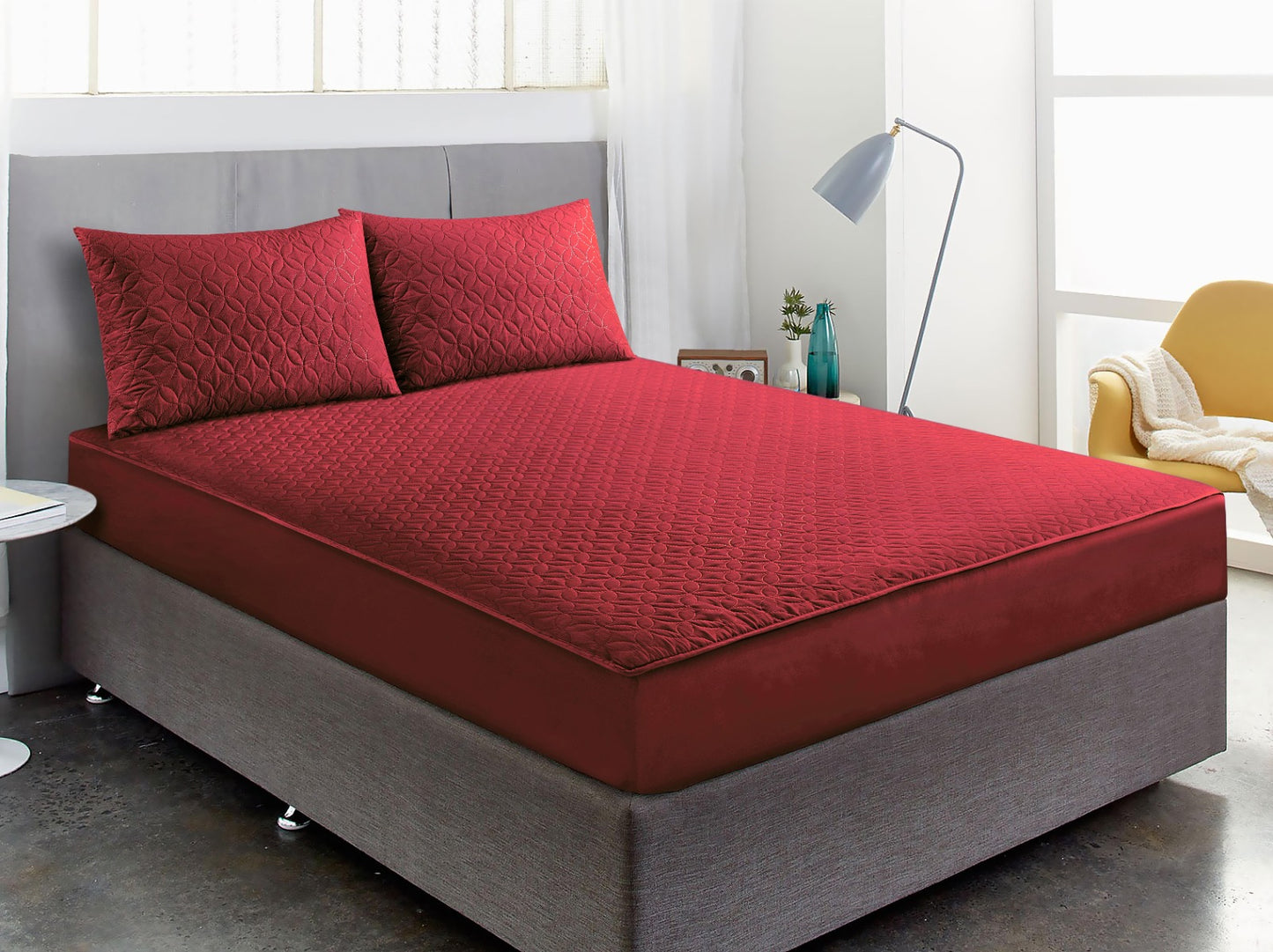 Premium Quality Luxury Waterproof Fitted Bedsheet with 2 Pillow Covers Fit For Double & King Size Mattress