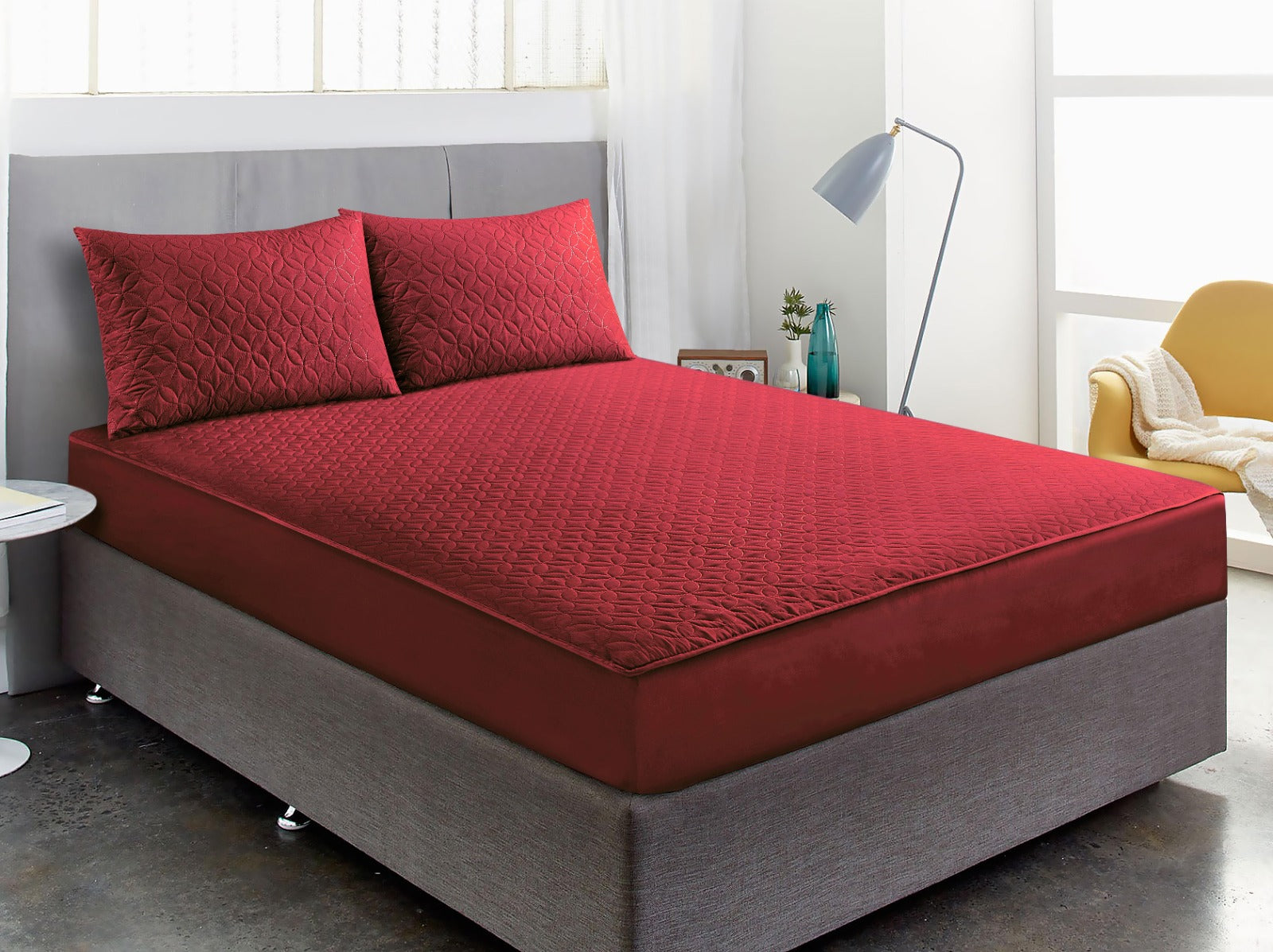 Premium Quality Luxury Waterproof Fitted Bedsheet with 2 Pillow Covers Fit For Double & King Size Mattress
