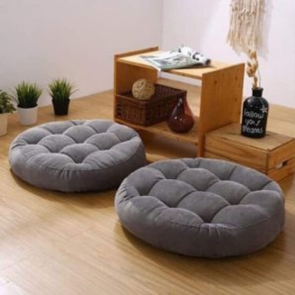 Premium Quality Velvet Round Floor Cushions Pack Of 2