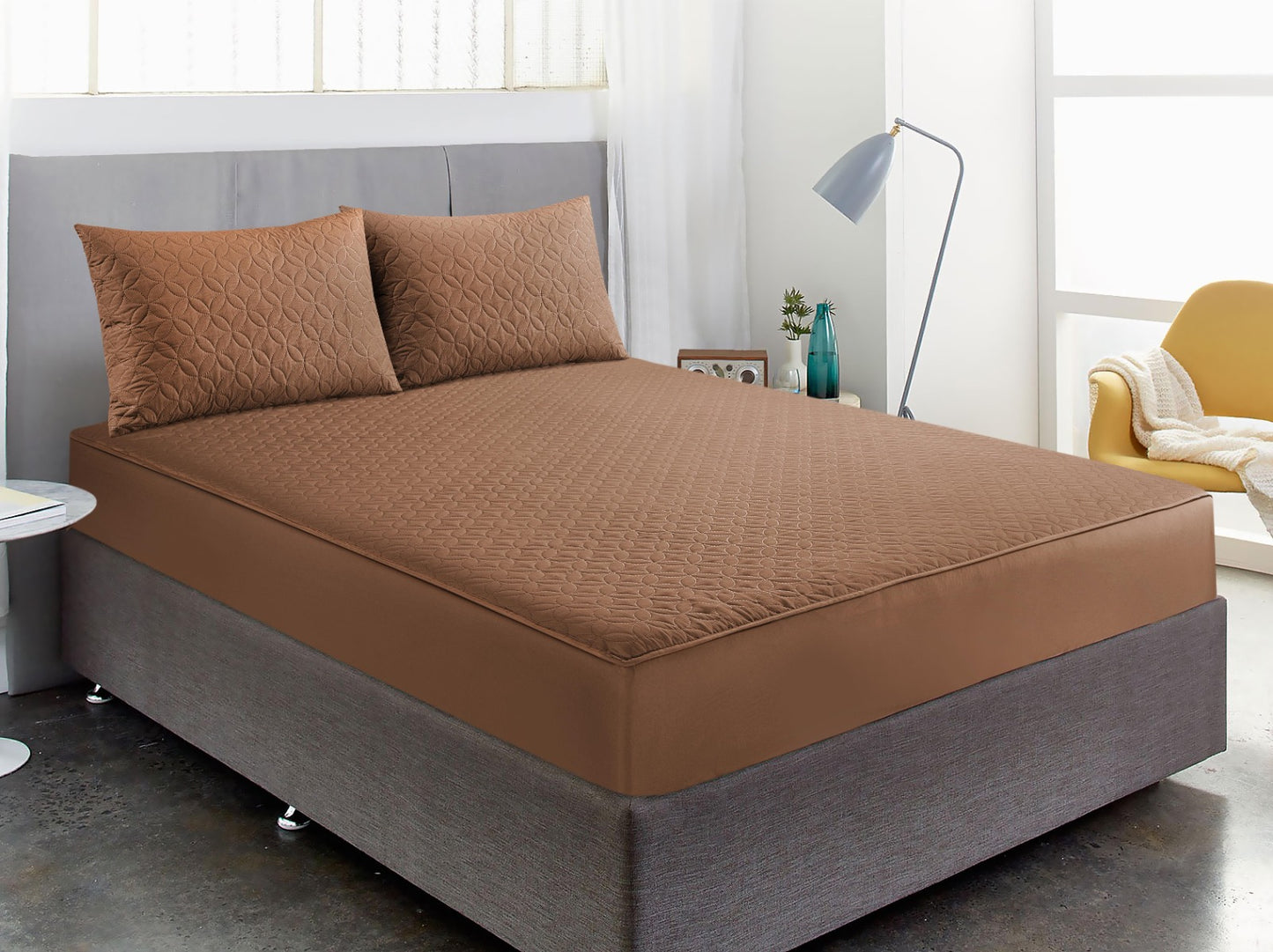 Premium Quality Luxury Waterproof Fitted Bedsheet with 2 Pillow Covers Fit For Double & King Size Mattress