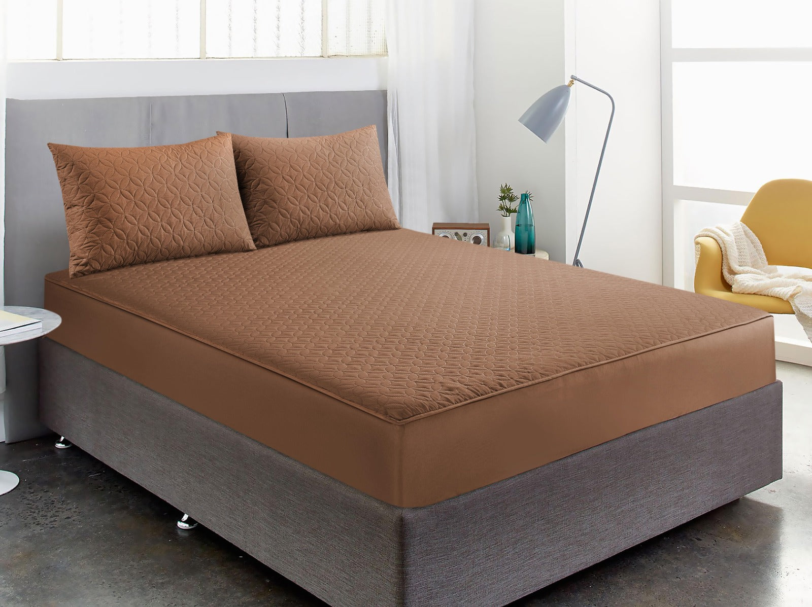 Premium Quality Luxury Waterproof Fitted Bedsheet with 2 Pillow Covers Fit For Double & King Size Mattress