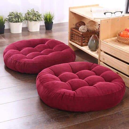 Premium Quality Velvet Round Floor Cushions Pack Of 2