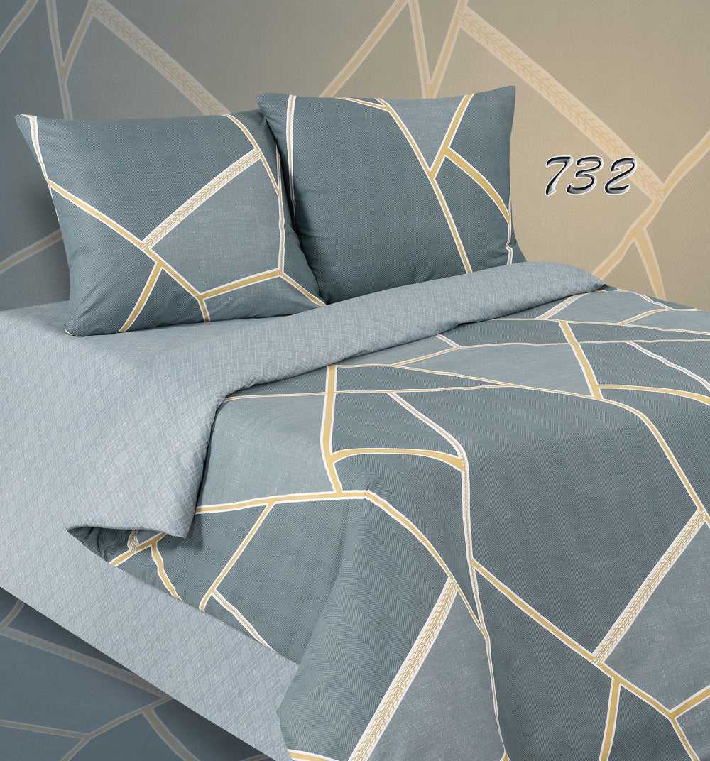 Geometric Print  Export Cotton 3Pc Bedsheet King Size