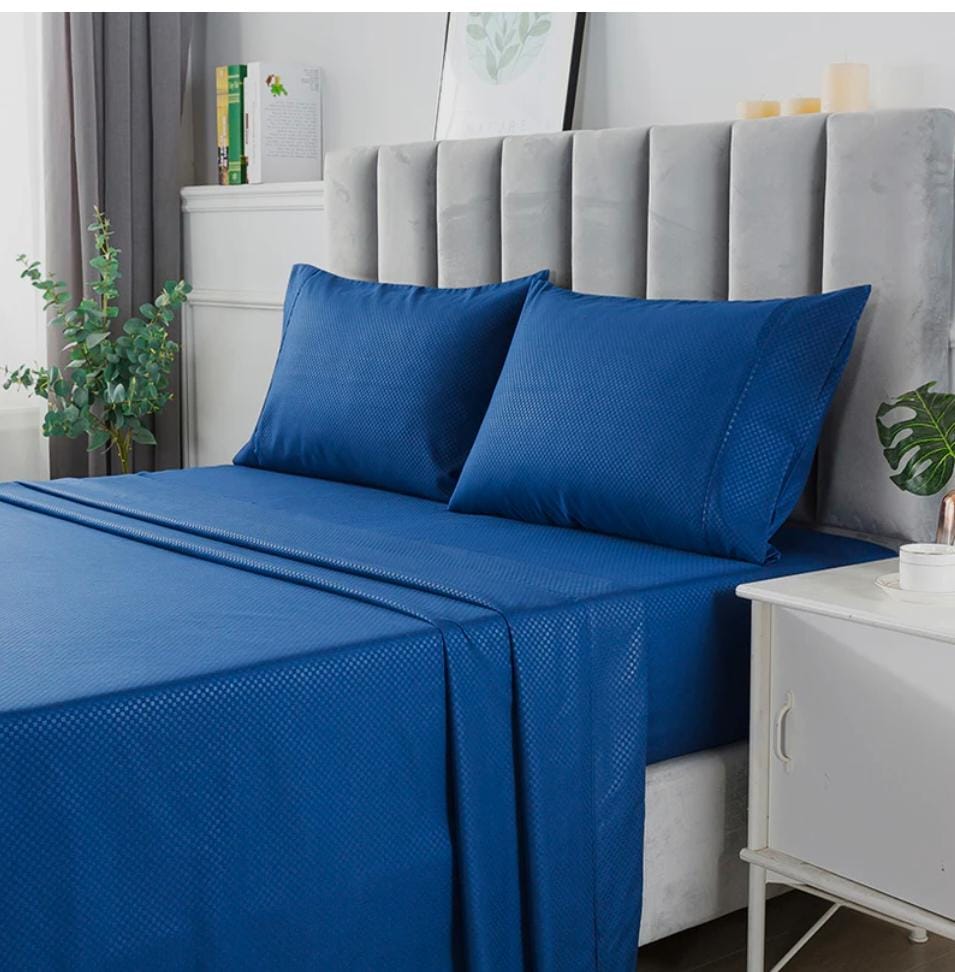 Cotton Plain Solid Color King Size 3pc Bedsheet Set