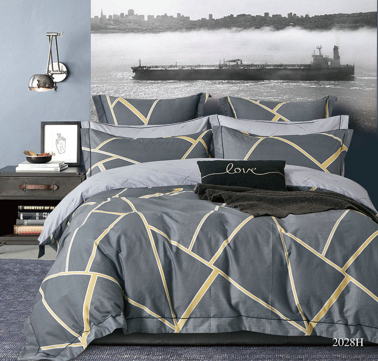 Geometric Print  Export Cotton 3Pc Bedsheet King Size