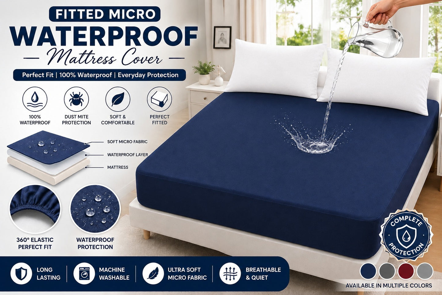 Premium Quality Terry Cotton Waterproof Mattress Protector