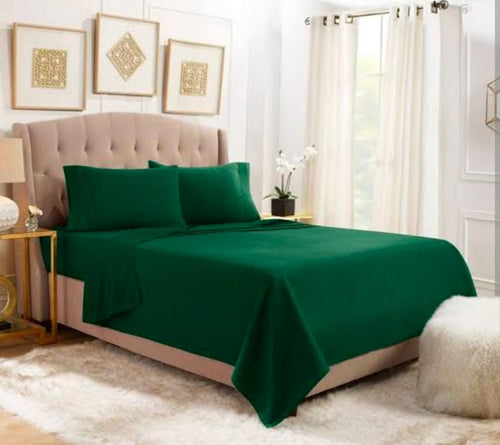 Cotton Plain Solid Color King Size 3pc Bedsheet Set
