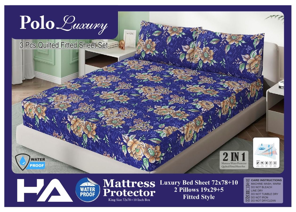 Premium Quality Printed 3pc Waterproof Mattress Protector/Bedsheet With 2 Pillow Covers