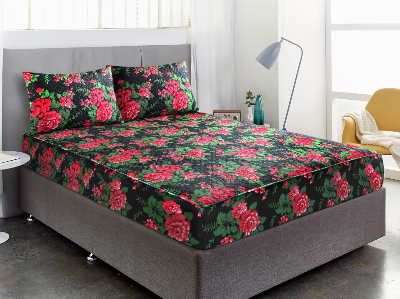 Premium Quality Printed 3pc Waterproof Mattress Protector/Bedsheet With 2 Pillow Covers