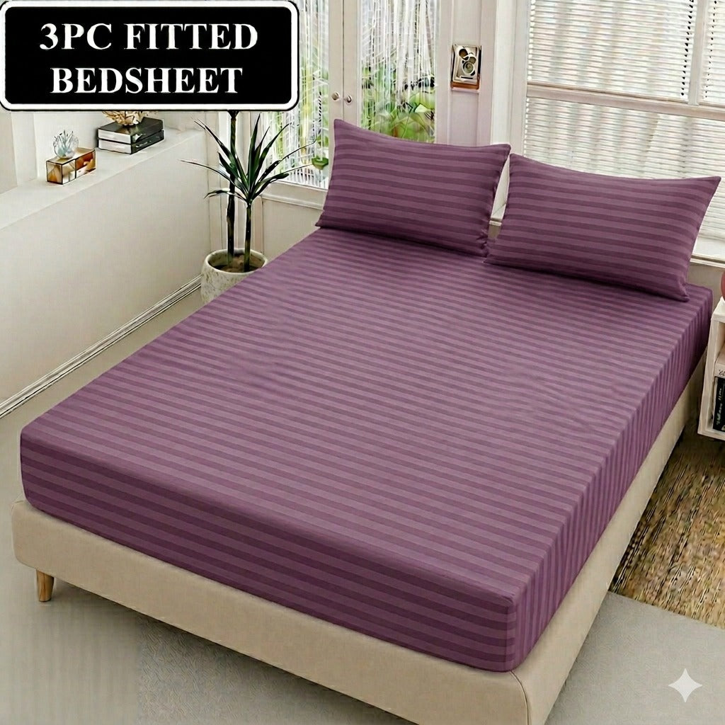 Microfiber King Size Fitted Bedsheet with 2 Pillow Covers